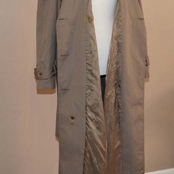 VTG BREM Rainwear Ladies Trench Coat, Double Button, Belted Long sz 12 Petite - Picture 10 of 10